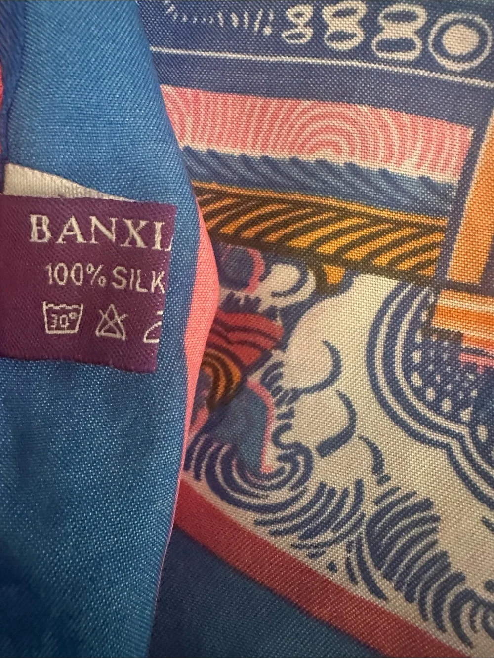 BANXI 100% Silk Mandala Print Square Scarf – Large Ornamental Statement Wrap